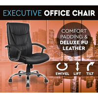 Executive Premium PU Leather Office Chair Deluxe Black 10