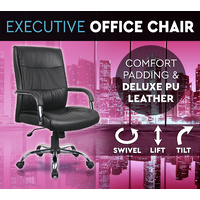 Executive Premium PU Leather Office Chair Deluxe Black 12