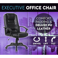 Executive Premium PU Leather Office Chair Deluxe Black 15