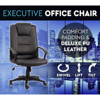 Executive Premium PU Leather Office Chair Deluxe Black 17