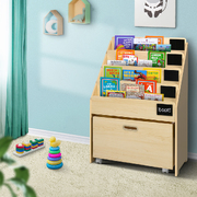 Kids Bookcase Childrens Bookshelf Organiser Storage Shelf Wooden Beige