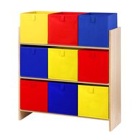 Kids Storage Box Children Toys Organizer Bookcase Fabric 9 Bins