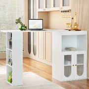 Bar Table Storage Cabinet Dining Wine Rack Home Office Desk Extendable
