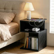 S-Shaped Bedside Table Charging Station Black | EXTG