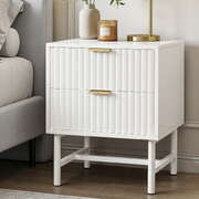 Bedside Table 2 Drawers With Shelf Storage Nightstand White Bedroom Furniture
