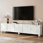 200cm TV Unit Entertainment Cabinet White | EXTG