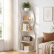 5-Tier Corner Bookshelf S-Shaped White | EXTG