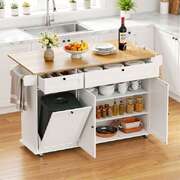 Kitchen Island Trolley Cart Storage 150cm White | EXTG
