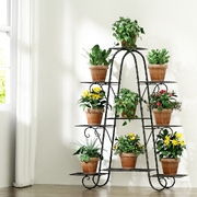 Plant Display with the Black Metal Flower Pot Rack - Perfect for Indoor and Outdoor Use