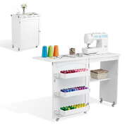 Folding Sewing Table With Rolling Desk Multi Functional Sewing Machine Workstation
