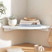 Corner Floating Wall Shelf White Round Edge | EXTG