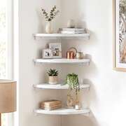 Corner Floating Wall Shelves 4pc White | EXTG