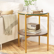 Versatile Glass and Metal Coffee Table for Bedside or Sofa