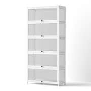 5-tier display cabinet storage bookshelf clear shelf white