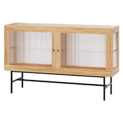 Buffet Sideboard Cupboard Cabinet Doors Storage Table Metal Legs Oak