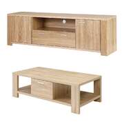 TV Unit Coffee Table Set 180cm Pine Storage | EXTG