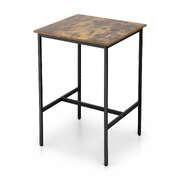 Bar Table Counter Kitchen Dining Desk Metal Frame Walnut Finish