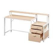 Computer Desk Home Office Study Table Desks w/Drawers Open Shelf Oak 160CM