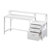 Computer Desk Home Office Study Table Desks w/Drawers Open Shelf White 160CM