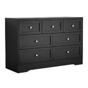 7 Chest of Drawers Dresser Table Black - Sleek Modern Design Perfect for Bedrooms