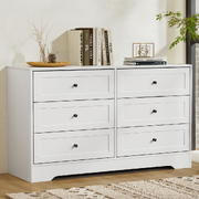 6-Drawer White Bedroom Storage Cabinet