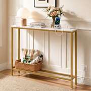 Marble Console Table Charging Station White Gold | EXTG