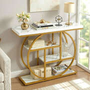 Marble Effect Console Table 4-Tier Gold Frame 105cm | EXTG