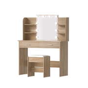 Dressing Table Set with Stool and 10 LED Bulbs  Elegant Wooden