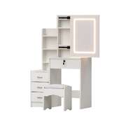 Dressing Table Vanity Desk With Stool LED White Finish