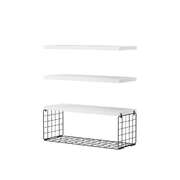 Floating Wall Shelf 3 Tier Set Storage Rack White Finish