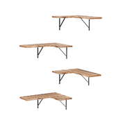Floating Wall Corner Shelf Set 4 Tier Wooden Storage Rack