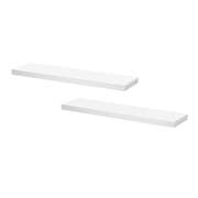 Floating Wall Shelf Set of 2 White Wooden Storage Rack Display Shelves 90cm