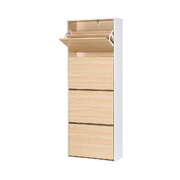 Shoe Rack Cabinet 24 Pairs Adjustable Wooden Storage Shelf Pine Finish
