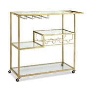 Bar Cart Drink Trolley Serving Cocktail Wine Rack Glass Holder 102Cm