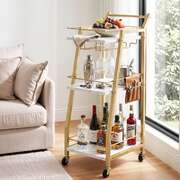 Marble Bar Cart Trolley 41x30.5x84cm