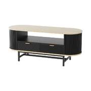 Coffee Table Drawer Shelf Wood&Black