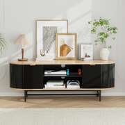 TV Unit Entertainment Unit Storage Cabinet Black Pine