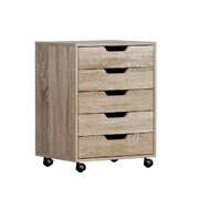5-Drawer Filing Cabinet Mobile Rolling Storage Cabinet Chest of Drawers Stand Scratch Beige
