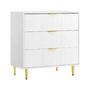 3-Drawer Chest of Drawers Lowboy Cabinet in Classic White Perfect for Bedroom, Living Room