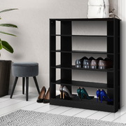  Shoe Cabinet Shoes Organiser Storage Rack 30 Pairs Black Shelf Wooden