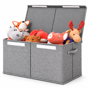 Keezi Large Toy Box Chest Storage with Flip-Top Lid Foldable Organizer Bins Grey