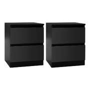 Bedside Table 2 Drawers With Shelf Black Finish