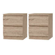 Bedside Table 2 Drawers With Shelf Oak Finish