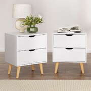 Bedside Table 2 Drawers With Shelf White Finish