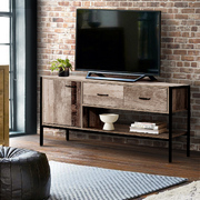 TV Stand Entertainment Unit Storage Cabinet Industrial Rustic Wooden 120cm