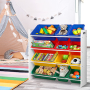 Kids Toy Box 12 Bins Bookshelf Organiser Children Storage Rack