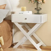 White Storage Bedside Table with Drawers for Bedroom