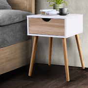 Bedside Tables Drawers Side Table Storage Cabinet Nightstand Solid Wood Legs Bedroom White