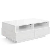 Artiss Modern Coffee Table 4 Storage Drawers High Gloss Wooden Shelf White