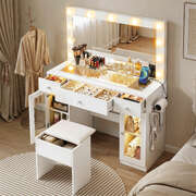 Dressing Table Vanity Desk Set LED Bulbs RGB Light White Premium Quality Design Modern Collection